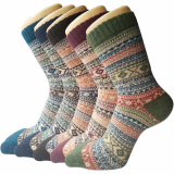 Women's Winter Socks, Soft Thermal Warm Wool Socks, Warming Warm Gift Socks for Women, Fancy Style (5 Pairs)