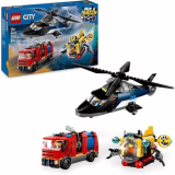 LEGO City 3-in-1 Modulaire Helikopter, Brandweerwagen en Onderzeeër - Bouwset voor 7 Jaar en Ouder met 3 Minifiguren Waaronder een Brandweervrouw en een Politieagent - Idee Verjaardagscadeau 60462