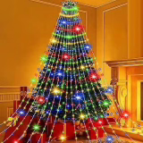 Guirlande Lumineuse Sapin de Noel avec Anneau 400 LED 2,5m x 16 Branche, Lumiere Sapin de Noël Decoration Noel Exterieur Intérieur IP44 Étanche, Lumineux LED pour Arbre de Noël 8 Modes, Multicolore