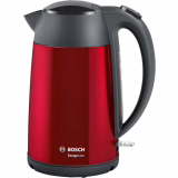 Bouilloire sans fil DesignLine TWK3P424, anti-éclaboussures, affichage du nombre de tasses, indicateur de niveau d'eau, protection contre la surchauffe, 1,7 l, 2400 W, rouge