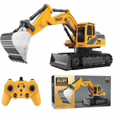 Pelle télécommandée pour enfants, 2 en 1, tracteur de pelle RC avec bulldozer, 2,4 GHz, voiture de jeu avec lumière et musique pour enfants de 3 4 5 6 7 8 à 12 ans