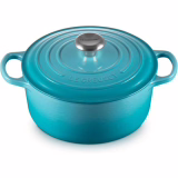 Le Creuset Cocotte Signature in Geëmailleerd Gietijzer met Deksel, 24 cm, Rond, 4,2 L, 4,305 kg, Caraïbisch Blauw, 21177241702430