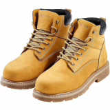 VEVOR Bottes à embout en acier, taille US 10,5, bottes de travail imperméables pour hommes, antidérapantes, légères et respirantes à semelle en caoutchouc, pour construction industrielle, marron jaune