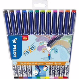 PILOT - Lot de 12 FriXion Fineliner - Feutre d'Écriture Effaçable à Encre Thermosensible - 12 Couleurs - Pointe Moyenne