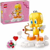 LEGO Looney Tunes Tweety in Love - Bird Toy - Canary Model & Decoration - Accessories Including Bouquet of Flowers, Heart, Cupid's Bow & Cloud Stand - Gift for Girls Aged 12+ & Teens 40824