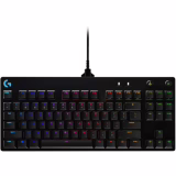 Clavier de jeu mécanique Logitech G PRO, ultra-portable, sans pavé numérique, câble micro USB détachable, touches rétroéclairées LIGHTSYNC RGB (16,8 millions de couleurs), disposition QWERTY US/INTL, PC/Mac - Noir
