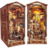 DIY Book Nook, Miniature a Construire avec Lampes LED Livres Maison de Puzzles 3D kit de Puzzles Maquette en Bois a Construire avec Meublé pour Décoration de la Bibliothèque et Cadeaux C
