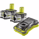 RYOBI - Pack Batterie 18V One+ RC18150-250 – 1 Chargeur Rapide + 2 Batteries 5.0Ah Lithium+ Grandes capacitées, Compatibles Tous Outils One+ Bricolage et Jardinage