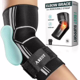 AREST Coudière Sportive avec Bande de Compression - Coudière Musculation de Compression pour Activités Physiques - Atelle coude Ajustable pour Homme et Femme (S)