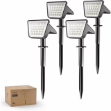 Philips Set of 4 Waterproof Outdoor Solar Spotlights, 28 LED 7500K, Landscape Lighting for Garden, Pathway and Lawn, Dusk to Dawn Function