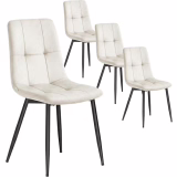 VASAGLE Chaises de Salle à Manger en Velours, Supporte 120 kg Chacune, Chaises de Cuisine avec Pieds Réglables, Style Moderne, Rembourrées, pour Salon, Lot de 4, Beige Cappuccino KDC080LH01