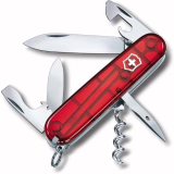 Victorinox Spartan Couteau de Poche Suisse, Léger, Multitool, 12 Fonctions, Lame, Ouvre Boite, Tire Bouchon,Rouge Transparent