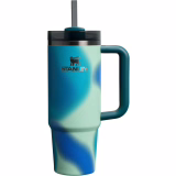 Stanley 1913 Quencher H2.0 FlowState Mug Isotherme avec Paille 0.89L - Froid Pendant 9 Heures - Glacé Pendant 40 Heures - Thermos Lavable au Lave-Vaisselle - Gourde Inox Sans BPA - Coastal Teal Motion