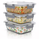 Arendo - Lunchboxen en verres à emballage - réfrigérateurs aéraux pour nourriture - set de 3 - 1000 ml - pour micro-onde, four et congélateur - adaptés aux machines à laver - boîtes de stockage Meal Prep
