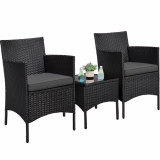 Yaheetech tuinset, 3-delig, bestaande uit 2 fauteuils en een kruk, in PE-polyrotan voor balkon/terras