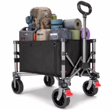 Opvouwbare strandwagen YEAUPE PRO – 70L, max. belasting 50 kg – Ritssluiting zijdelingse toegang, compact opvouwbaar en gemakkelijk te vervoeren, verstelbare handgreep – Compact voor kamperen, boodschappen & thuis – Mat zwart