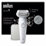 Braun Silk-épil 9 Epilateur pour Dames, Épilateur à tête réglable, Longue durée de l'épilation, Peau soyeuse et lisse, Wet & Dry, Waterproof — Inclus dans le sac, Made in Germany — 9-011, Blanc/Argent