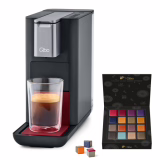 Tchibo Qbo ESSENTIAL Capsule Machine Premium includes 16 recyclable capsules for Espresso, Caffè and Caffè Grande, compact and innovative design, Dark Berry