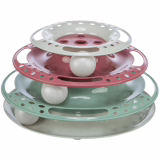 TRIXIE Cat Toy Catch the Balls - three levels with one ball each - stimulates play - gray/green/red - Ø 25 × 13 cm - 41345