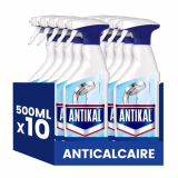 Antikal Spray for Bathroom (500ml x10), Anti-Drip Technology, Eliminates Up to 99.99% of Limescale, Classic Scent