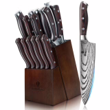 Ensemble de Couteaux SANMEIHO, 16 PCS Ensemble de Couteaux de Cuisine en Acier Inoxydable Allemand