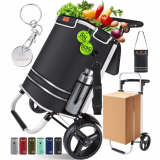Kessler® 56L Trolley Resistant to 50kg - 3 in 1: Trolley, Backpack and Basket - Foldable with Refrigerated Compartment and Stroller - Black