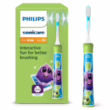 Philips Sonicare For Kids, électrique brosse à dents pour enfants à partir de 3 ans, avec application, SmarTimer et QuadPacer pour une nettoyage complet, Vert
