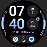 InfoBlock Watch Face - gratis digitaal horlogegezicht voor Android (Gedematerialiseerd - Wear OS)