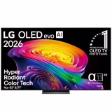 LG OLED77C6ELB TV 77 pouces (195 cm) 4K OLED evo AI TV (α11 Gen3 4K AI Prozesseur, webOS 26, 120Hz (VRR jusqu'à 165Hz)) [Modèle 2026] [Classe énergétique E]