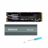 Ediloca EN760 SSD avec dissipateur Thermique 4 to PCIe Gen4, NVMe M.2 2280, jusqu'à 5000 Mo/s, Disque SSD Interne, Cache SLC Dynamique, Compatible avec PS5 et PC