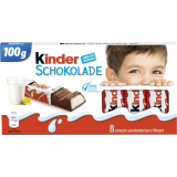 Kinder Chocolat – Reep gevuld met volle melkchocolade – 1 doos met acht individuele repen (8 x 12,5 g)