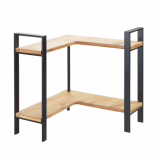 WENKO Keukenhoekrek Lou, récipient à deux étages en bois de bambou et métal pour le coin de cuisine, dimensions : 30 x 33 x 30 cm, noir/brun clair