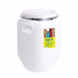 EDA - Multi-Use 50 L Drum - for Food Storage - 100% Waterproof and Airtight - Secure Metal Band - Opaque White, Natural