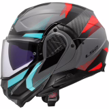 Helm de moto modulaire LS2 ADVANT II TRIPLE Nardo Grey Blue Red, XS | Matériau : KPA (Kinetic Polymer Alloy) & Composants en Carbone