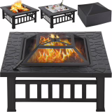Feuerschale Yaheetech avec protection contre l'éclat de flamme, Feuillère 3 en 1 pour le jardin/chauffage/terrasse/camping, noir