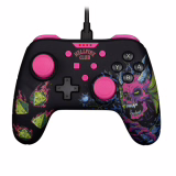 Manette Konix Stranger Things filaire pour Nintendo Switch, Switch 2 et PC - Fonction vibration - Câble 3 m - Noir et rose