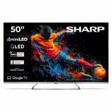 Téléviseur QLED Sharp 50 pouces avec Google TV - 4K UHD Smart TV à Mini LED, Dolby Vision HDR, Dolby Atmos, Son Harman Kardon et Triple-Tuner, TV QLED 50JP7765E (2026)