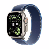 Apple Watch Ultra 3 GPS + Cellular 49 mm - Bandage Premium hardloop- en multisport-smartwatch en casque van natuurlijk titanium, blauw/blauw Trail