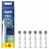 Oral-B Cross Action Opzetborstels, 6 stuks, Wit – Vervangingsborstels voor Elektrische Tandenborstel Pro, Filamenten voor het Verwijderen van Tandplak