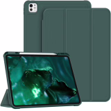 Protection pour iPad Pro 13 pouces (M4) 2024 - [Holders intégrés] Coque en TPU souple avec fonction stand et fonction automatique de veille/réveil, couleur Minuit vert