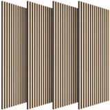 Panellets acoustiques en bois 4 pièces, 120 x 60-2.88m², Panneaux en bois 3D, Absorbants sonores Tasseau Décoration de mur pour chambre à coucher, salle de séjour, bureau, balcons, Bois Burly