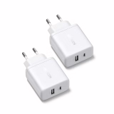 UGREEN USB C Charger 2 Pack iPhone Fast Charger 2 Ports USB-C Charger PD 20W USB-C Adapter GaN USB Plug for iPhone 17, 17 Pro Max, Air, 16, 15, 14, 13, 12, iPad, Galaxy S25, S24, Pixel 9