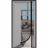 Moustiquaire Porte Resistante aux Griffes de Chat, Moustiquaire Magnétique Ouverteure Latérale en Fibre de Verre, Anti Insectes, Installation Facile, 100x210cm, Noir
