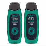 Gel de douche 3 en 1 Amazon Sport pour hommes, 2 x 500 ml