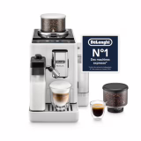 De’Longhi Rivelia - Perfetto Machine à Café Automatique avec LatteCrema Mousseur,16 Boissons Enregistrées, Écran Tactile Couleur, Réservoir à Grains Interchangeables, Blanc (EXAM440.55.W)