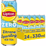 Lipton ICE TEA Sparkling Lemon Zero, Eistee à laitier avec saveur de citron sans sucre, boîtes uniques (24 x 0.33 l)