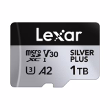 Carte Micro SD Lexar Silver Plus 1TB, vitesse de lecture jusqu'à 205 MB/s, vitesse d'écriture jusqu'à 150 MB/s, carte flash mémoire MicroSDXC UHS-I avec adaptateur, UHS-I, A2, U3, V30, classe 10, Carte SD rapide TF