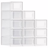 Songmics Organisateur de chaussures en plastique, 12 boîtes foldables et stackables, pour chaussures jusqu'à la taille 43