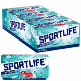 Grosse boîte de gummi sans sucre Sportlife Extramint - 24 x 18g en boîte - Saveur fraîche intense - Idéale pour emporter