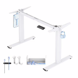 FlexiSpot Bureau Assis Debout Électrique, Cadre de Bureau Réglable en Hauteur en Acier avec Panneau de Contrôle Digital, Équippé du Système Anti-Collision, Blanc